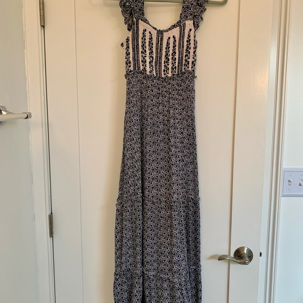 Jessica Simpson Navy & Pink Sleeveless Maxi Dress